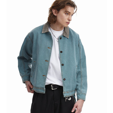 American retro simple loose Unisex jacket—-7085