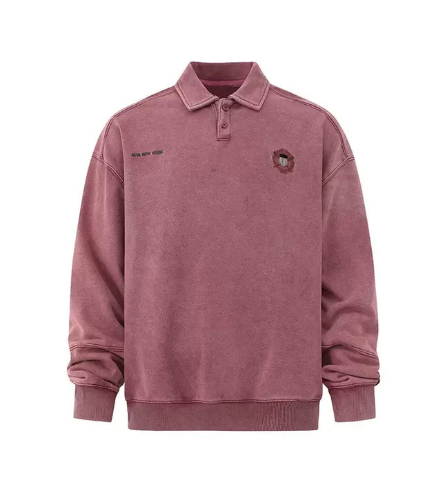ASTRA Vintage Wash Polo Sweatshirt —7063