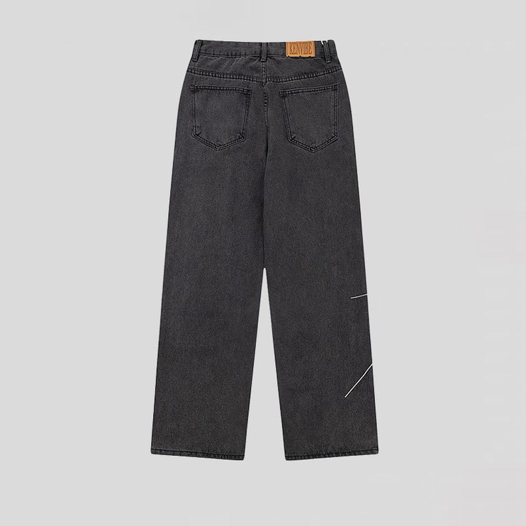 Light Web Destrssed Loose Straight Jeans—9087 - TALKLESSFASHION