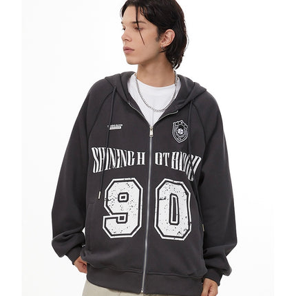 American retro letters bm hooded sweater