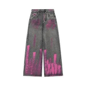 Inkjet Printed Wide Leg Jeans —2433 - TALKLESSFASHION
