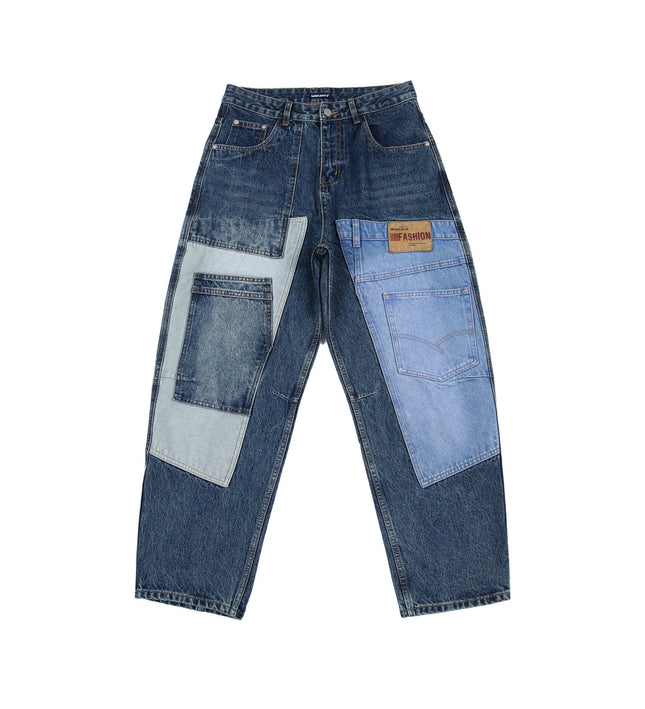 Retro Washed Heavy Ounce Deconstruction Patchwork Jeans - TALKLESSFASHION