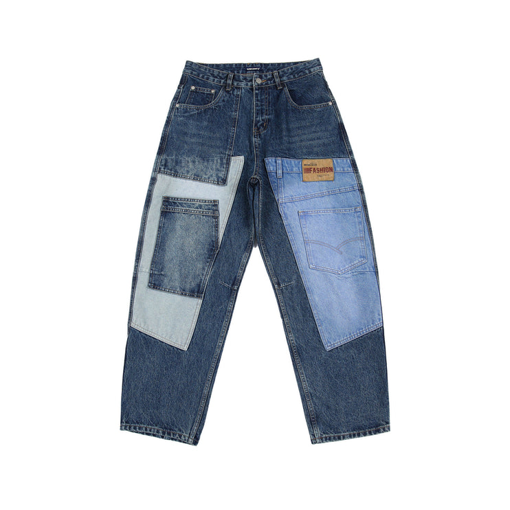 Retro Washed Heavy Ounce Deconstruction Patchwork Jeans - TALKLESSFASHION