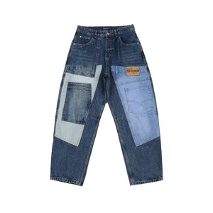 Retro Washed Heavy Ounce Deconstruction Patchwork Jeans - TALKLESSFASHION