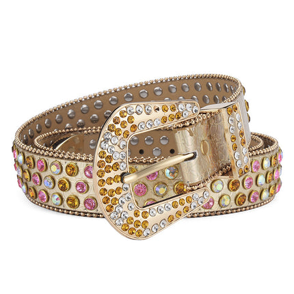Men Women Alloy Belt Punk Rock Rivet Rhinestone - TALKLESSFASHION