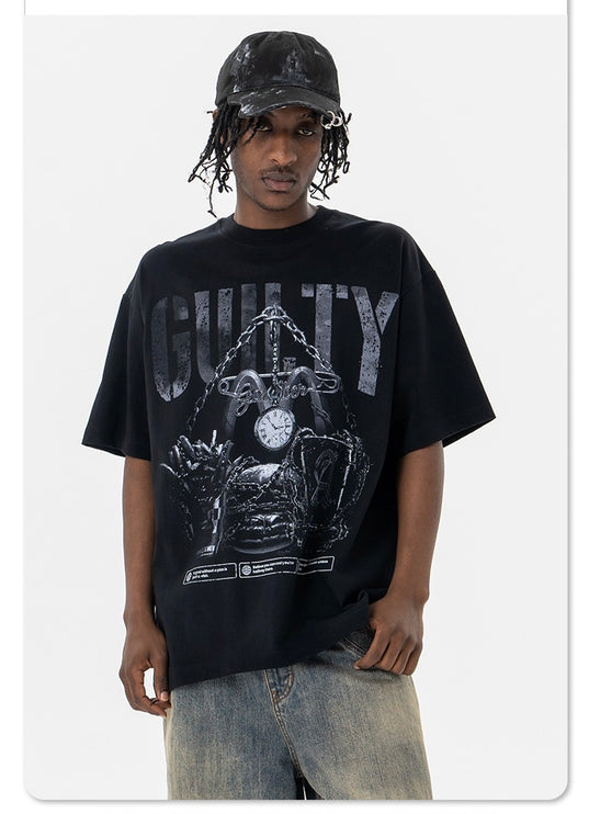 Retro vintage street Printing T-Shirt —- 7091