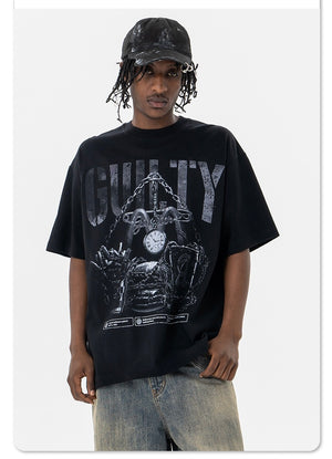 Retro vintage street Printing T-Shirt —- 7091