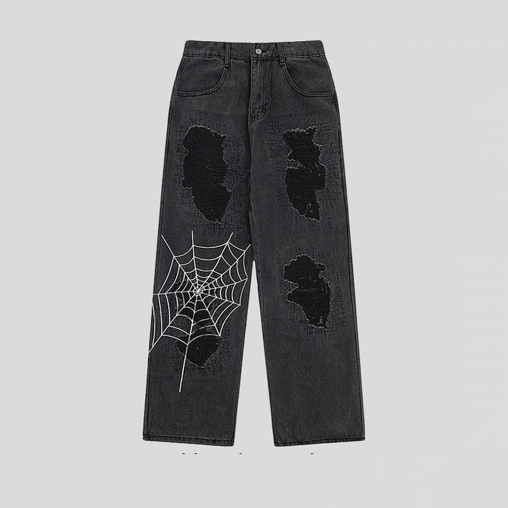 Light Web Destrssed Loose Straight Jeans—9087 - TALKLESSFASHION