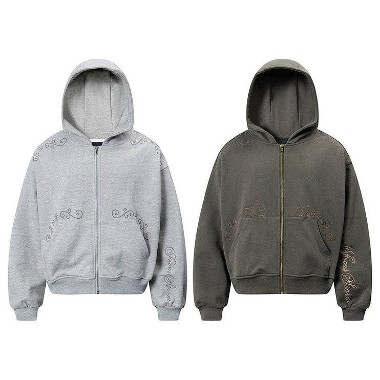 Rivet Zipper Unisex Hoodie Sweater—2251 - TALKLESSFASHION