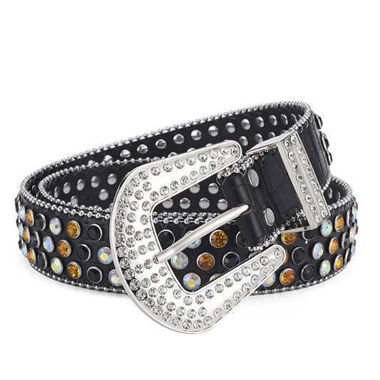Men Women Alloy Belt Punk Rock Rivet Rhinestone - TALKLESSFASHION