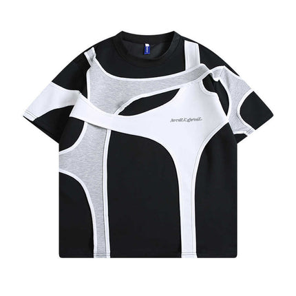 Double-layer Stitching Padded Shoulder Short Sleeve Strap T-shirt - TALKLESSFASHION