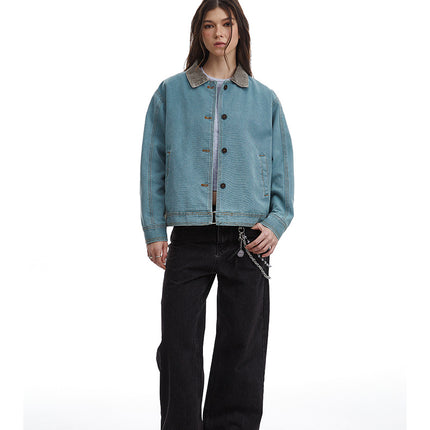 American retro simple loose Unisex jacket—-7085