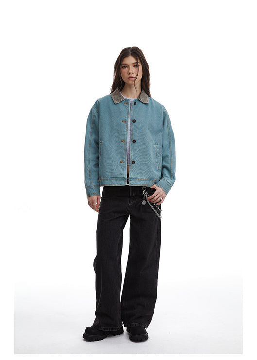 American retro simple loose Unisex jacket—-7085