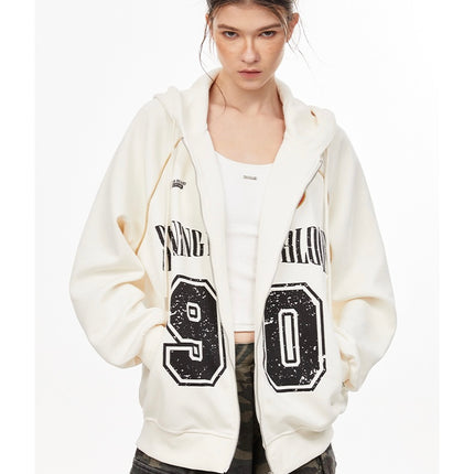 American retro letters bm hooded sweater