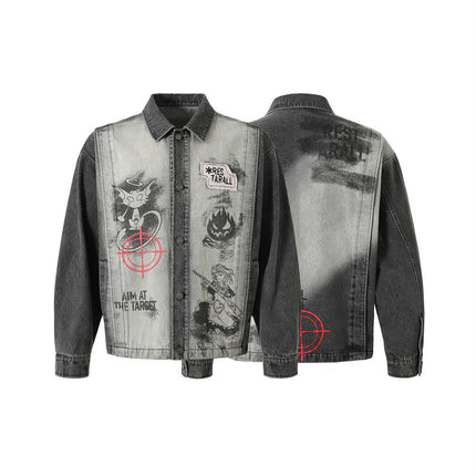 Dark Fun Abstract Printed Coat Jacket—7343 - TALKLESSFASHION