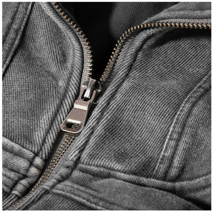 American Washed Y2K Street Zipper Sweater—-1773 - TALKLESSFASHION