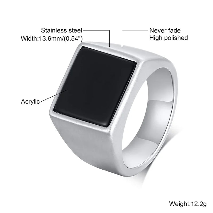 Square Signet silver Ring--------7735 - TALKLESSFASHION
