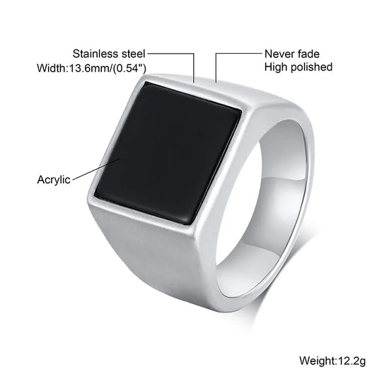 Square Signet silver Ring--------7735 - TALKLESSFASHION