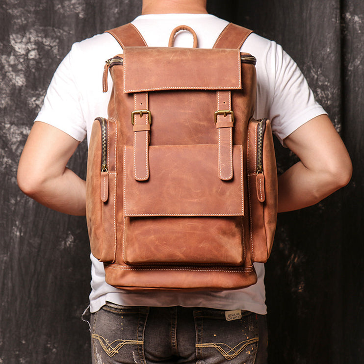 Brown Horse Leather Backpack --6600 - TALKLESSFASHION