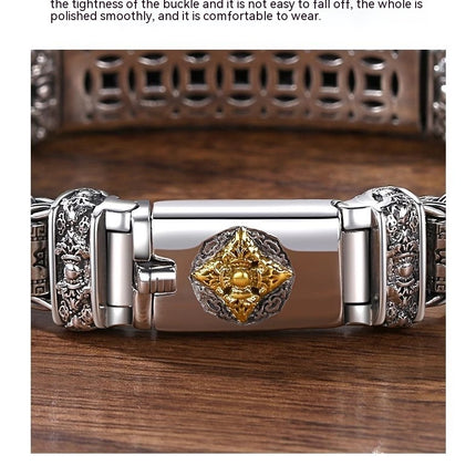 Sterling Silver S925 Six-word Mantra Vajra Bracelet - TALKLESSFASHION