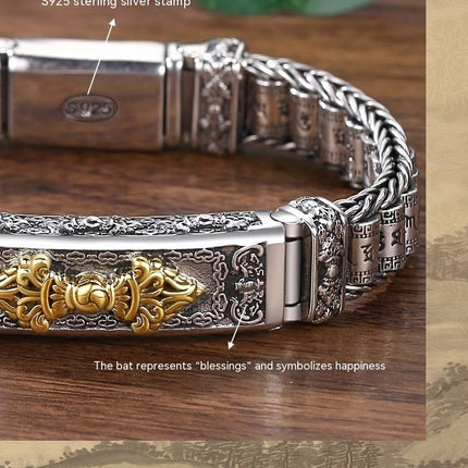 Sterling Silver S925 Six-word Mantra Vajra Bracelet - TALKLESSFASHION