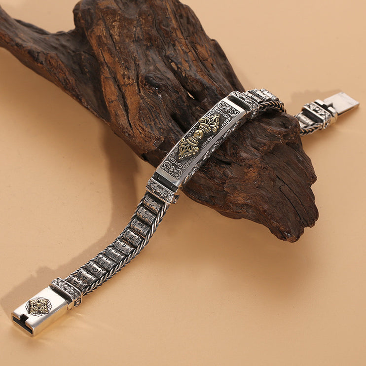 Sterling Silver S925 Six-word Mantra Vajra Bracelet - TALKLESSFASHION