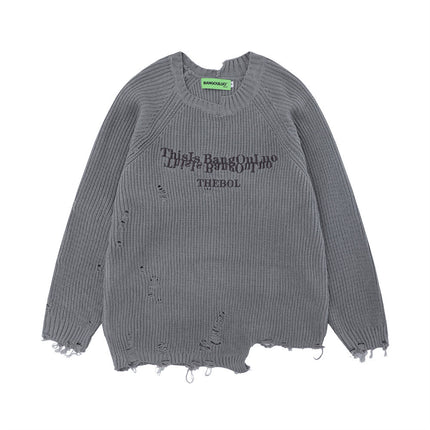 Lazy Ripped Sweater Men's Loose - TALKLESSFASHION