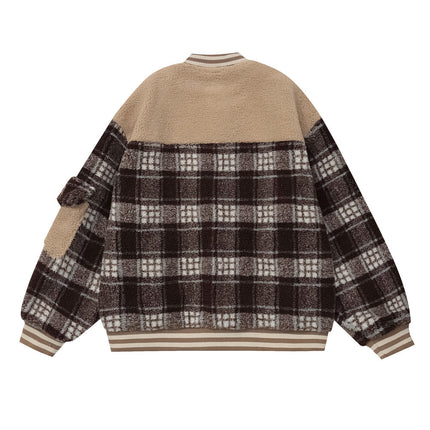 Patchwork Plaid Lamb Wool jacket---3622 - TALKLESSFASHION