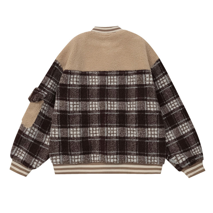 Patchwork Plaid Lamb Wool jacket---3622 - TALKLESSFASHION