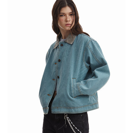 American retro simple loose Unisex jacket—-7085