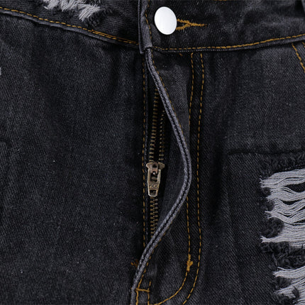 Patch Denim Straight Short Pants Male - TALKLESSFASHION