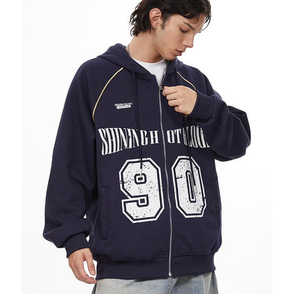 American retro letters bm hooded sweater