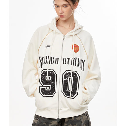 American retro letters bm hooded sweater