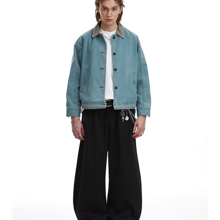 American retro simple loose Unisex jacket—-7085
