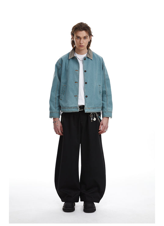 American retro simple loose Unisex jacket—-7085