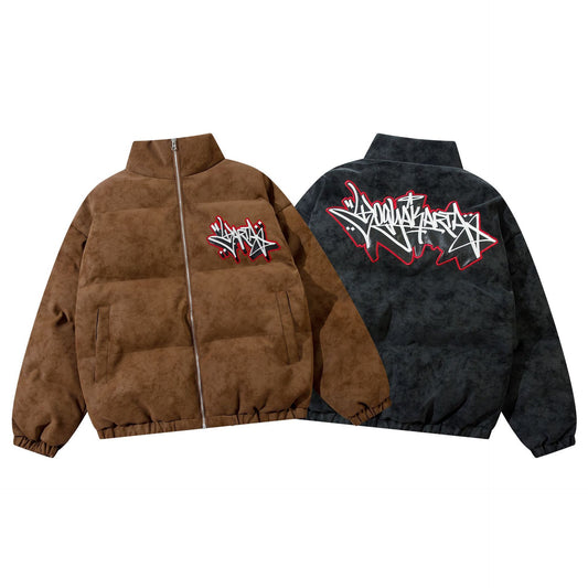 Embroidered Street Letter Cotton-padded Jacket—-4390 - TALKLESSFASHION