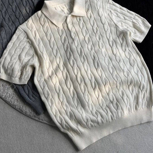 Summer New Twisted Long Staple Combed Cotton Knitted T-shirt - TALKLESSFASHION