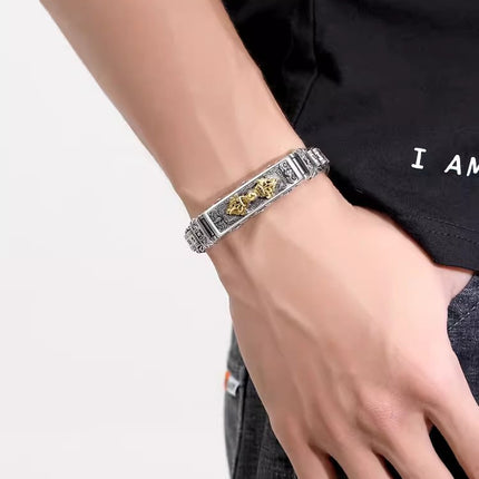 Sterling Silver S925 Six-word Mantra Vajra Bracelet - TALKLESSFASHION