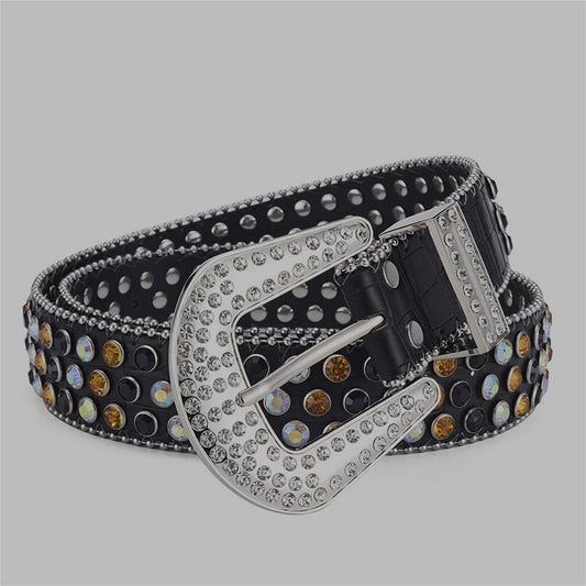 Men Women Alloy Belt Punk Rock Rivet Rhinestone - TALKLESSFASHION