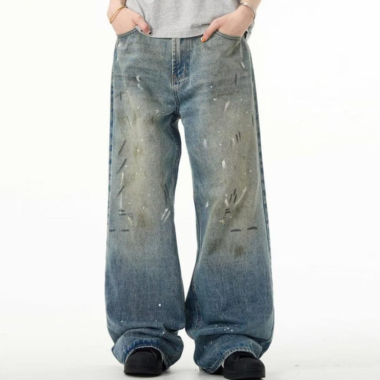Retro Washed Distressed Baggy Straight Jeans—7317 - TALKLESSFASHION