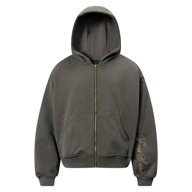 Rivet Zipper Unisex Hoodie Sweater—2251 - TALKLESSFASHION