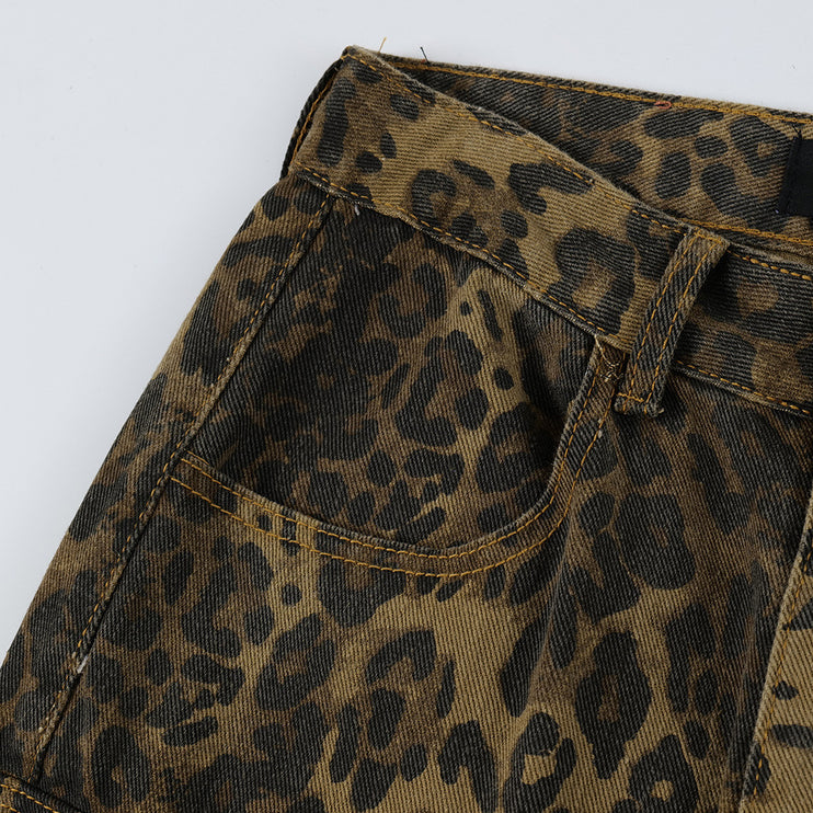 TALKLESS MultiPocket Distressed Leopard Jeans--2450 - TALKLESSFASHION