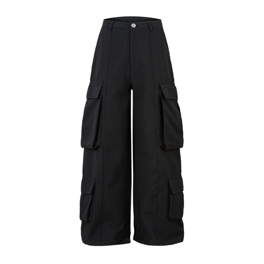 Retro Spring Black Cargo Pants—3855 - TALKLESSFASHION