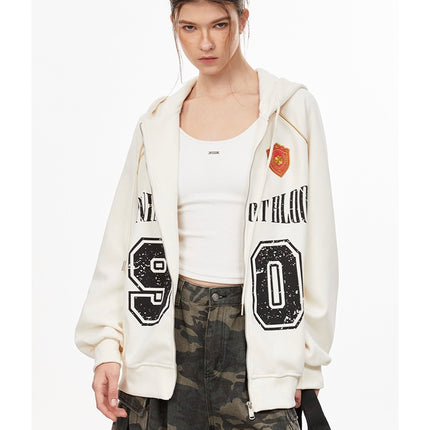 American retro letters bm hooded sweater