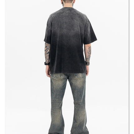 Dyed Retro Printed T-Shirt —- 7090