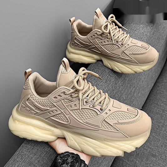 Pure Black Thick Sole Increased Leisure Sneaker Dad Shoes - TALKLESSFASHION