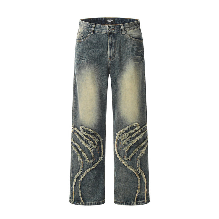 TALKLESS Cat Beard Stitching Jeans--9132 - TALKLESSFASHION