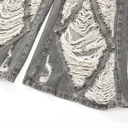 Distressed Wide Avant-Garde Jean 
—-7056