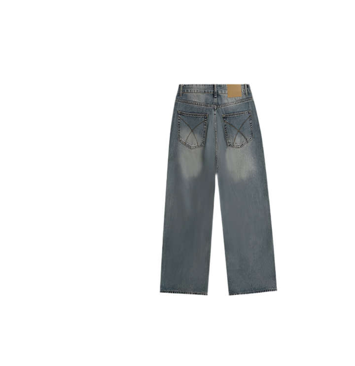 Faded blue Straight Jeans—9356 - TALKLESSFASHION