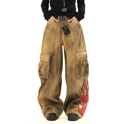 Waste Soil Wind Tie-dyed Old Dirty Cargo Jeans Men - TALKLESSFASHION
